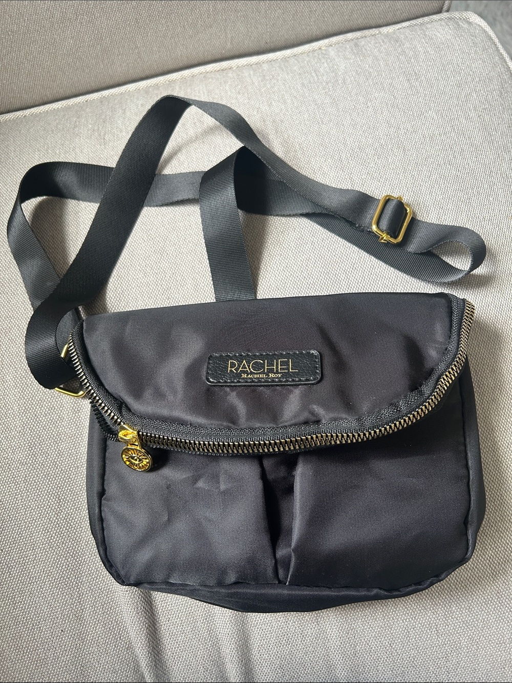 Rachel Roy Black Crossbody Nylon Bag